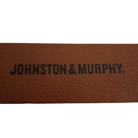 Johnston & Murphy Mens 34 Feathered Edge Brown Leather Belt Nickle Buckle Italy - Picture 3 of 6